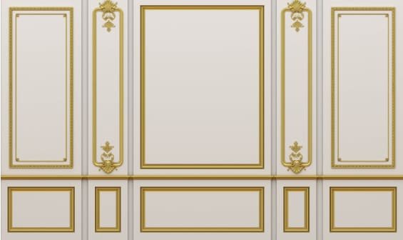 ورق حائط كلاسيكي ابيض مع برواز ذهبي K020